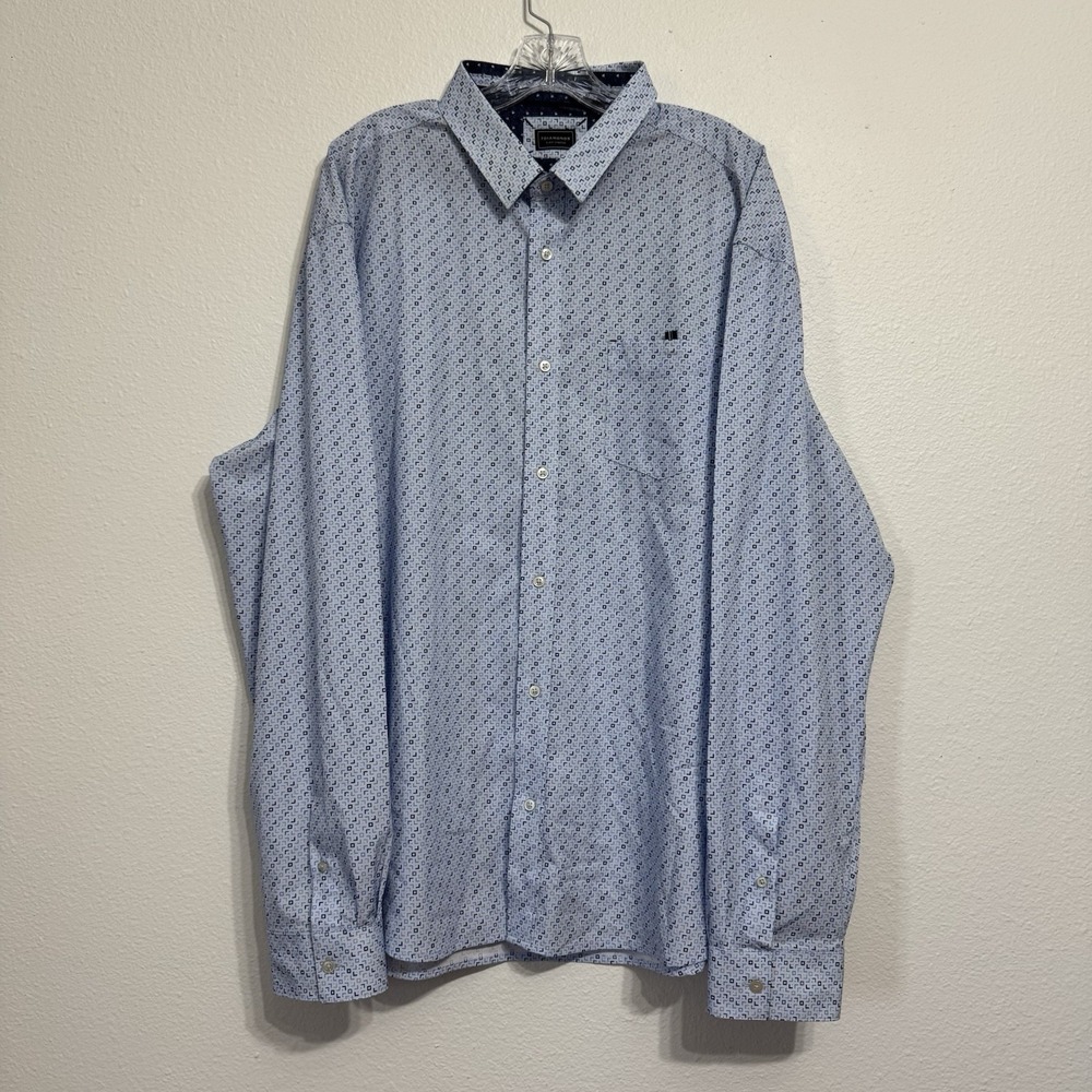 7 Diamonds‎ 4 Way Stretch Light Blue Long Sleeve Button Up Shirt Mens Size 3XL